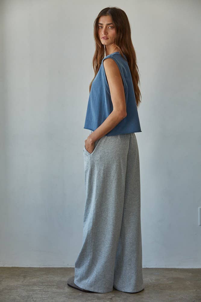 Knit Cotton Pigment Dye Round Neck Tank Top