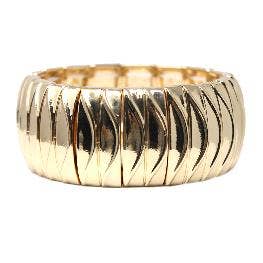 Gold Ribbed 1" Wide Stretch Bracelets
