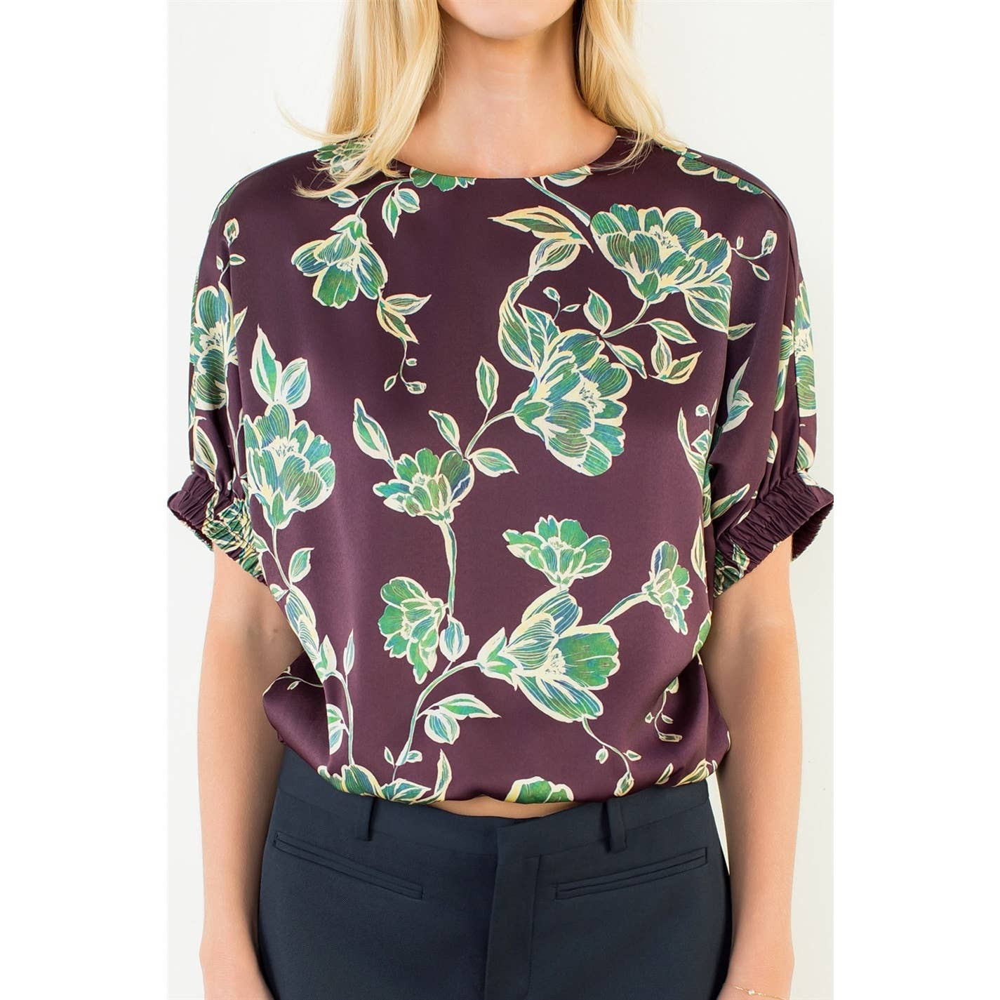 Short Sleeve All Over Floral Print Top
