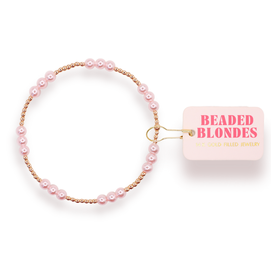 Pink ILY Pearl Bracelet in Gold