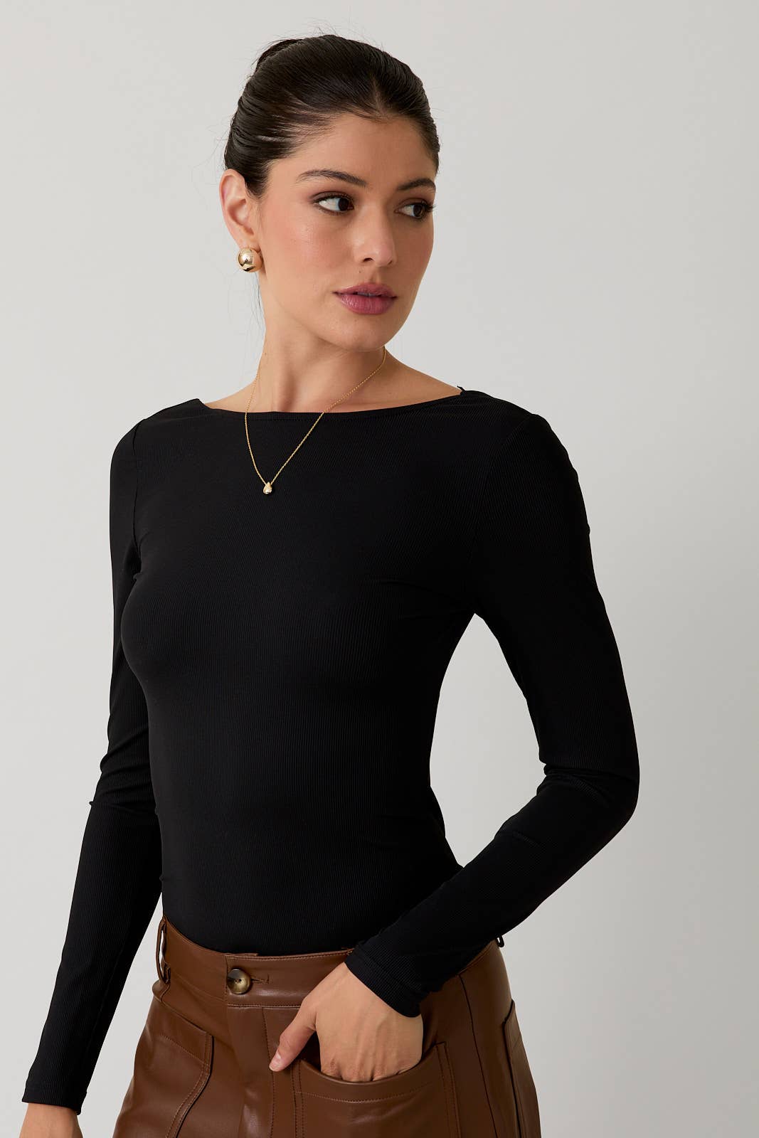 BOAT NECK OPEN BACK BODYSUIT
