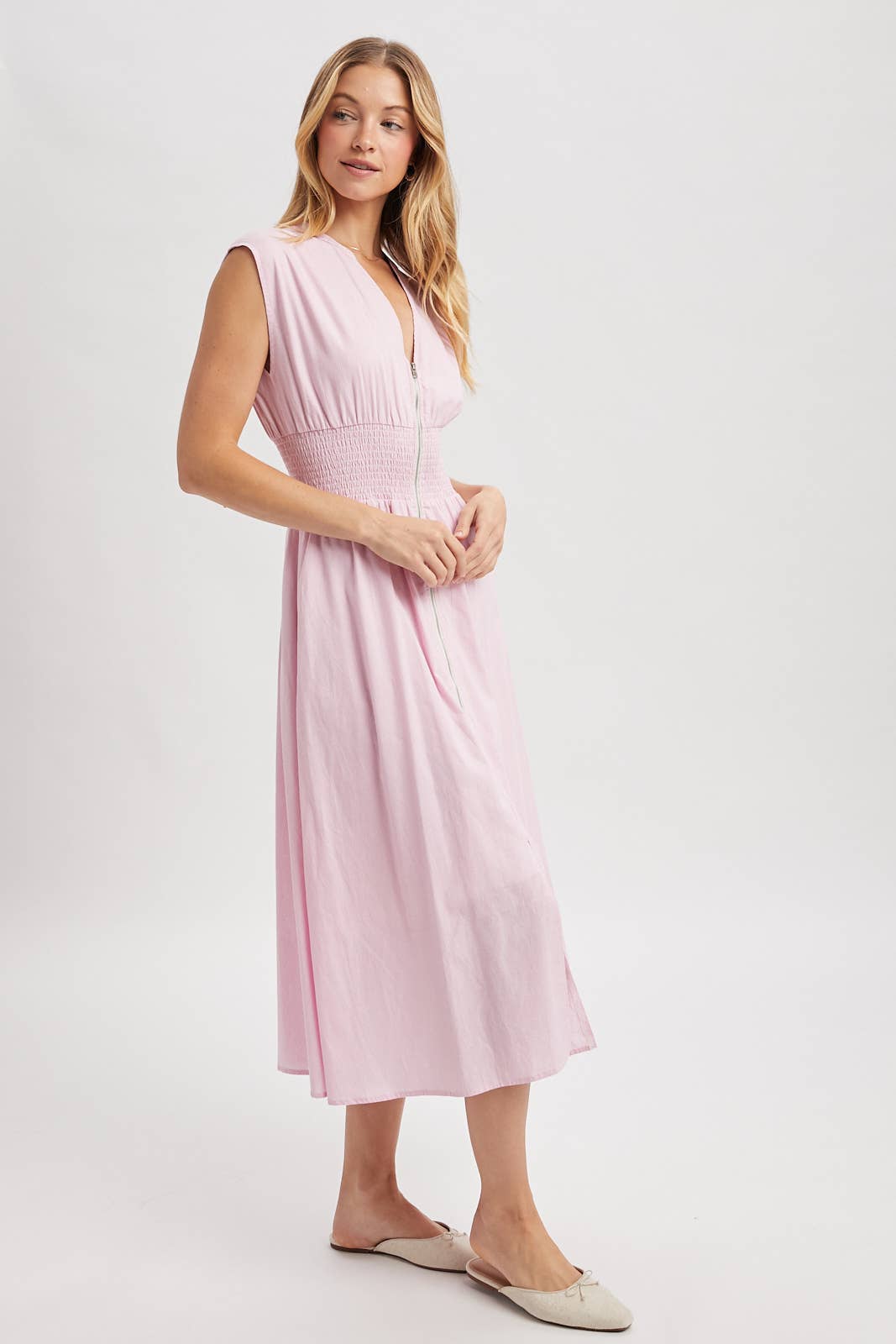 Stacy Front Zip Midi Dress