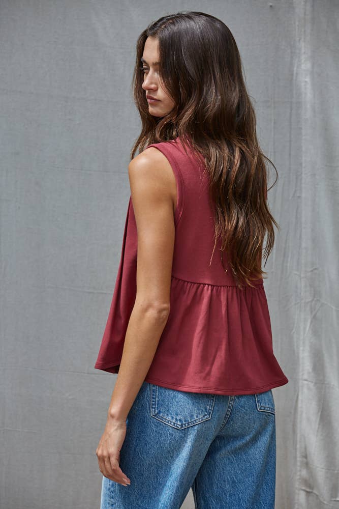 Knit Rayon Spandex Jersey Round Neck Sleeveless Top