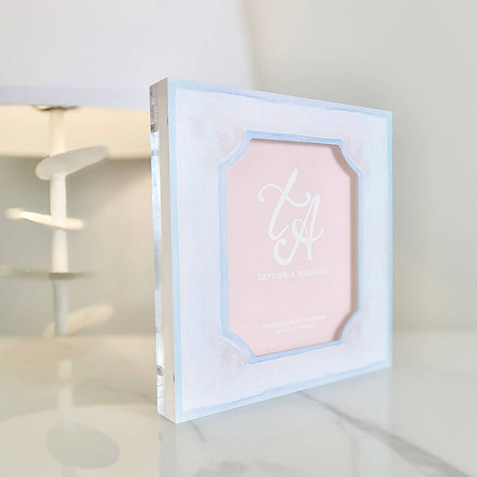 Acrylic Magnetic Frame - Blue & White Square