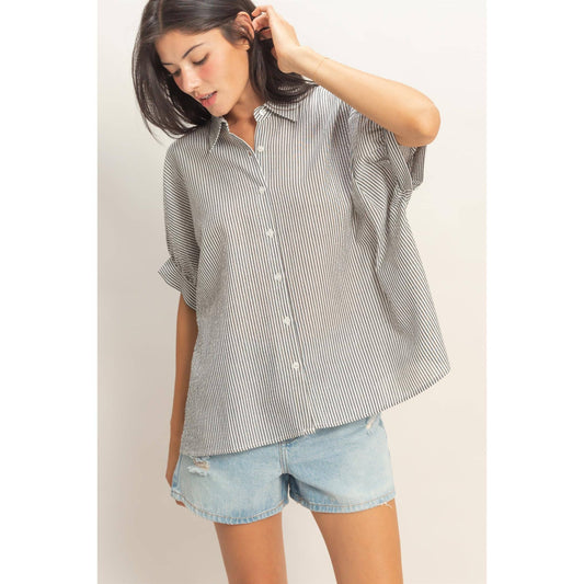 Silvia Short Sleeve Button-Front Blouse