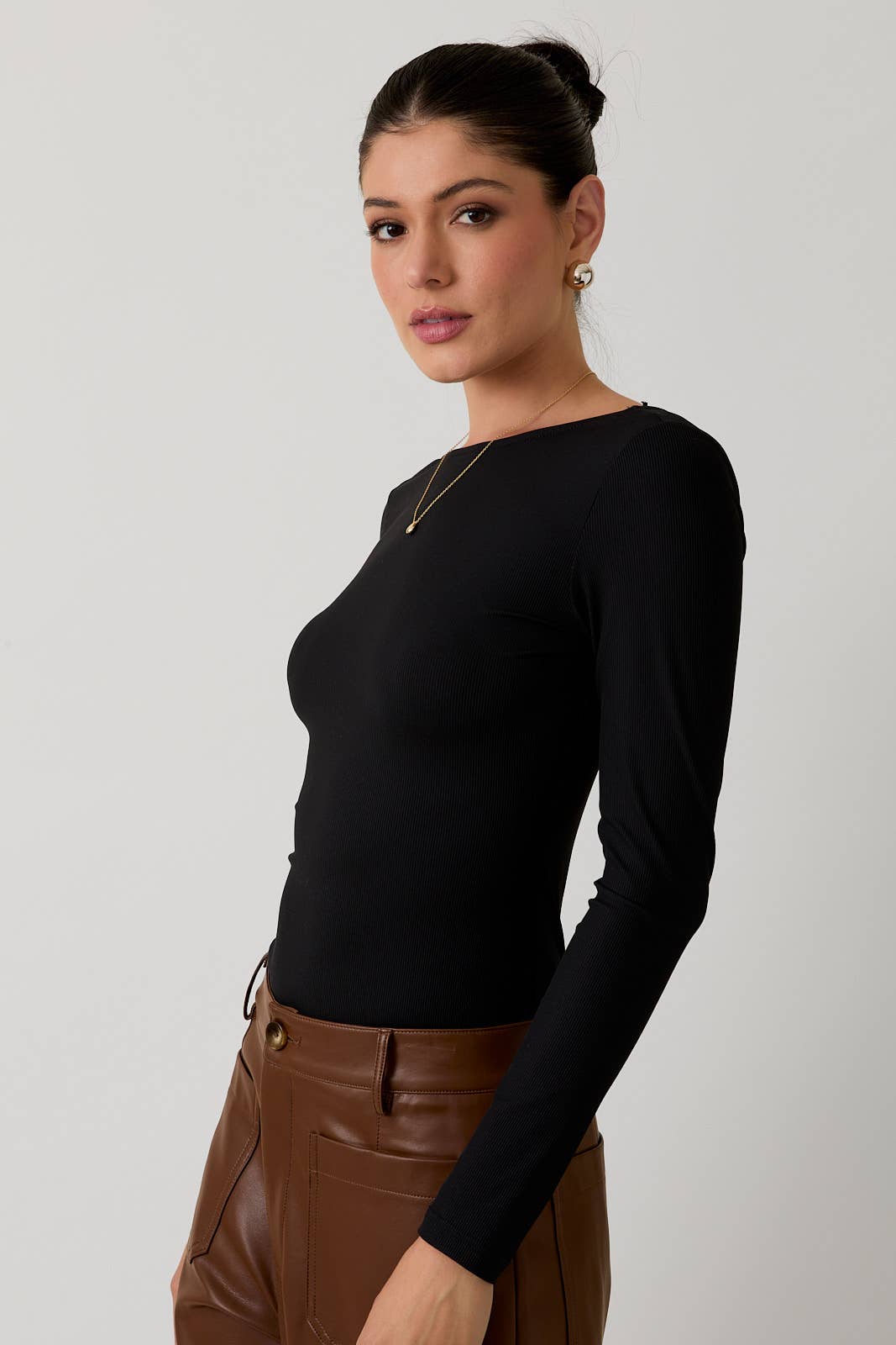 BOAT NECK OPEN BACK BODYSUIT