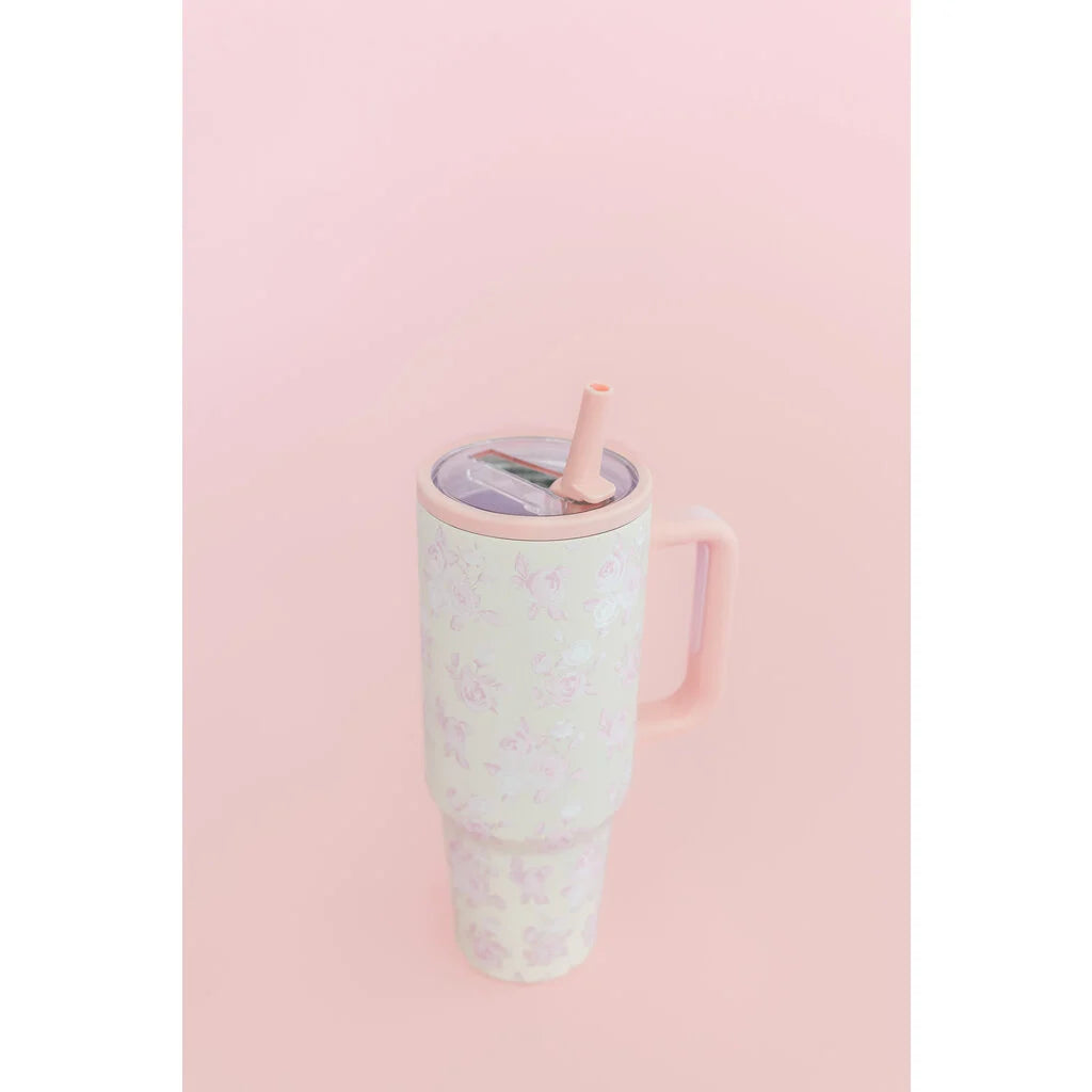 Cream & Pink Floral 40oz Tumbler