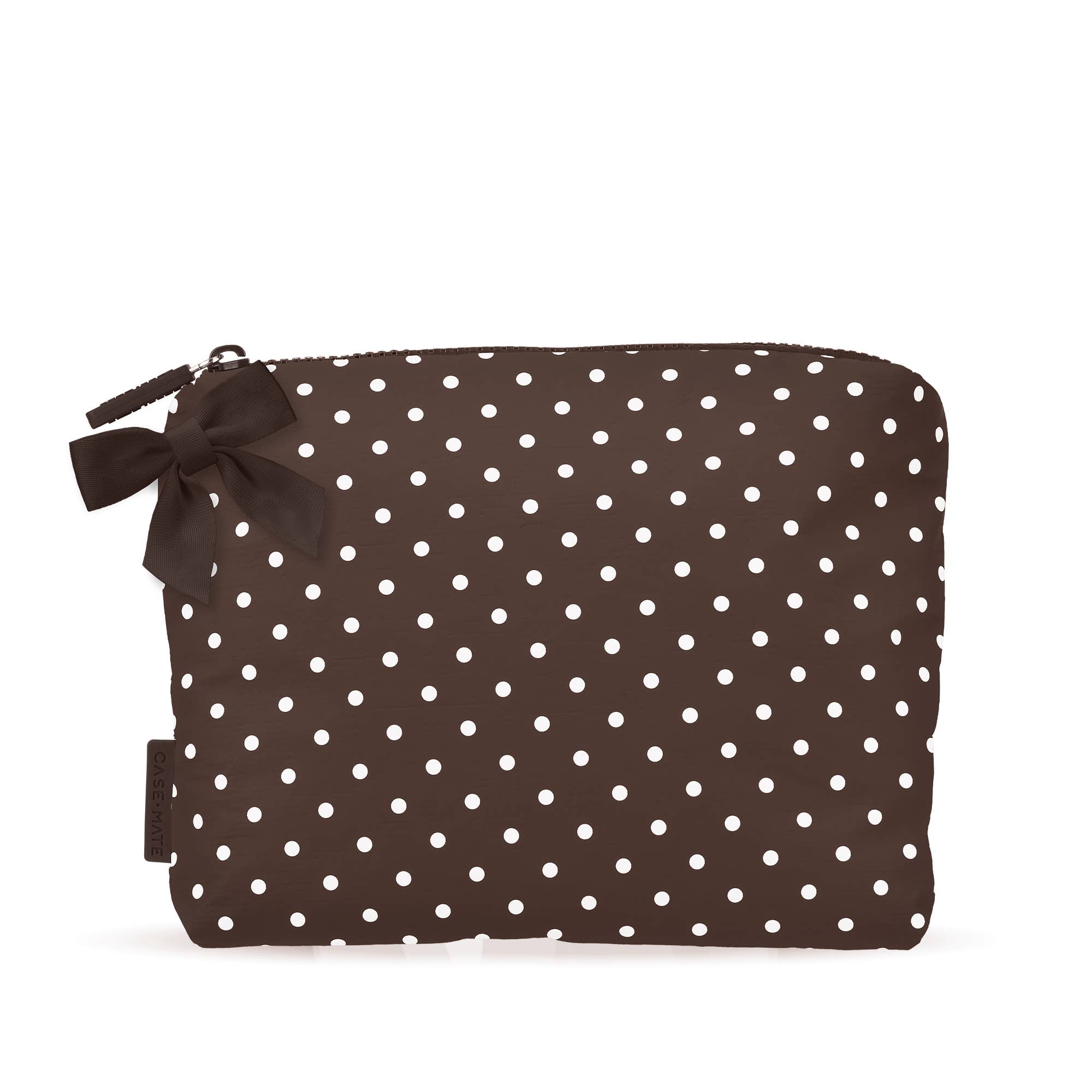 Case-Mate Espresso Polka Dot Bow Crinkle Makeup Bag