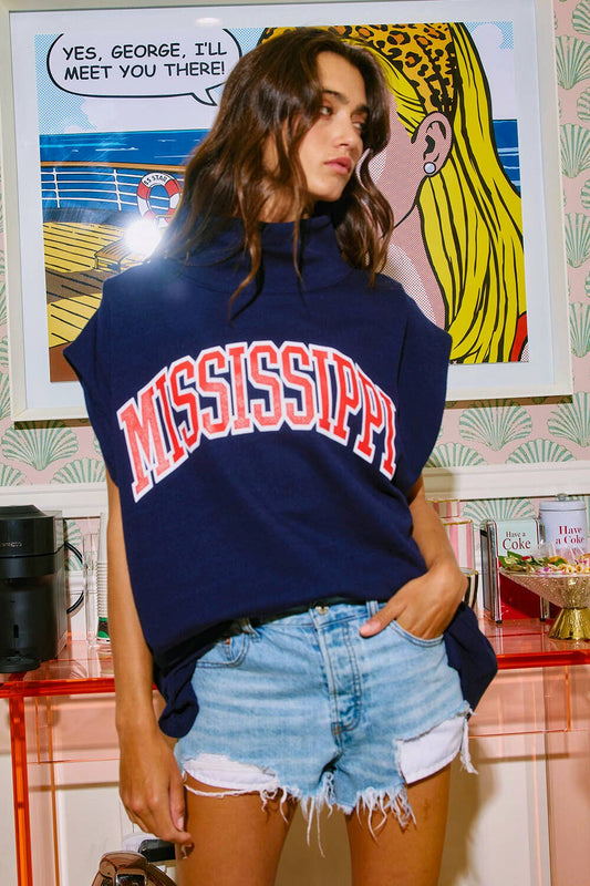 ‘MISSISSIPPI' Print Oversized Muscle Top