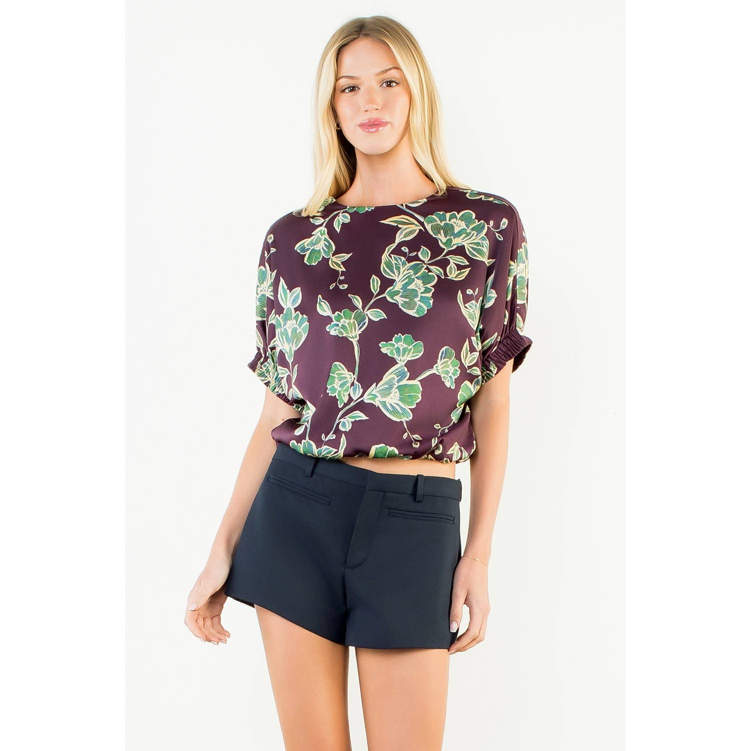 Short Sleeve All Over Floral Print Top