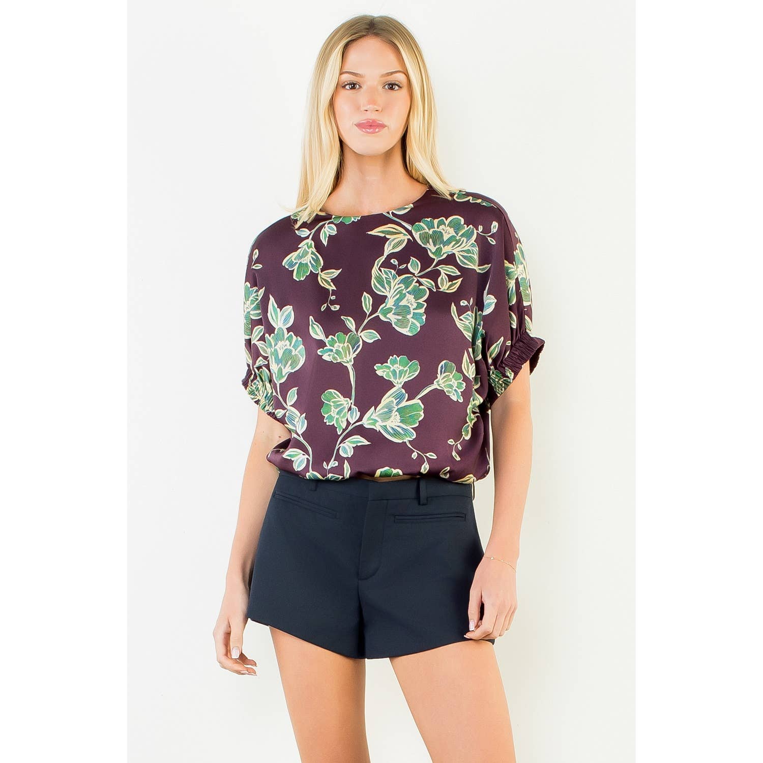 Short Sleeve All Over Floral Print Top