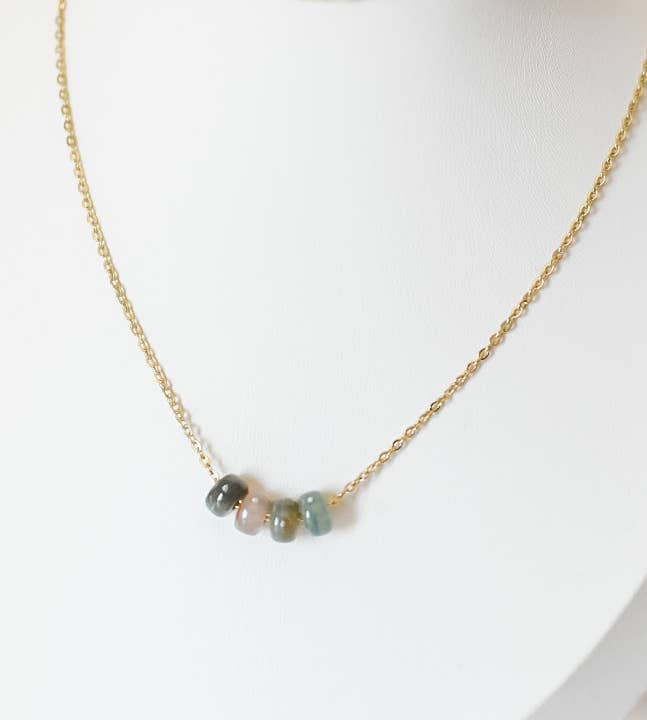 Ella jane acrylic bead charm necklace | 14k | cadet blue