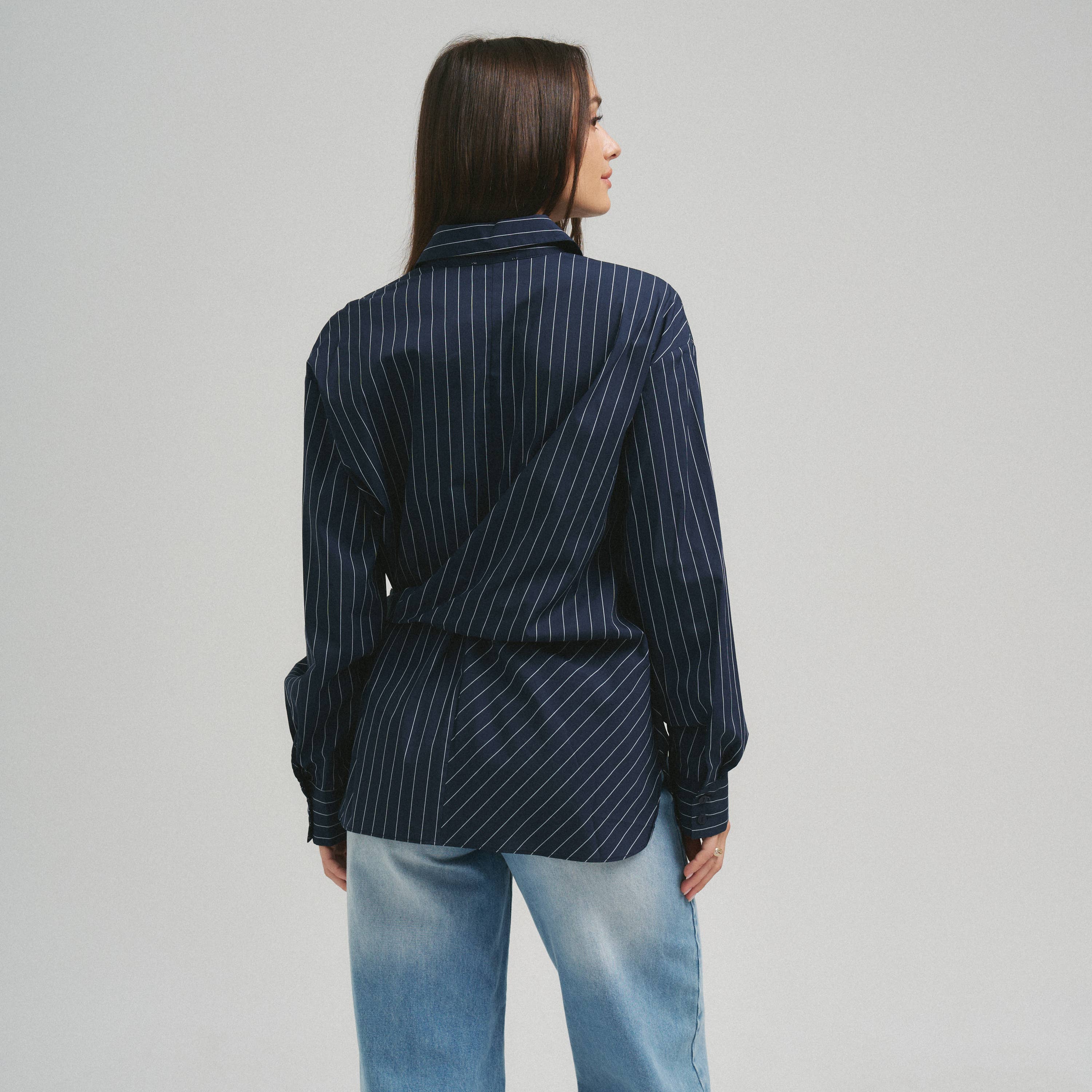 Asymmetrical tie waist shirt