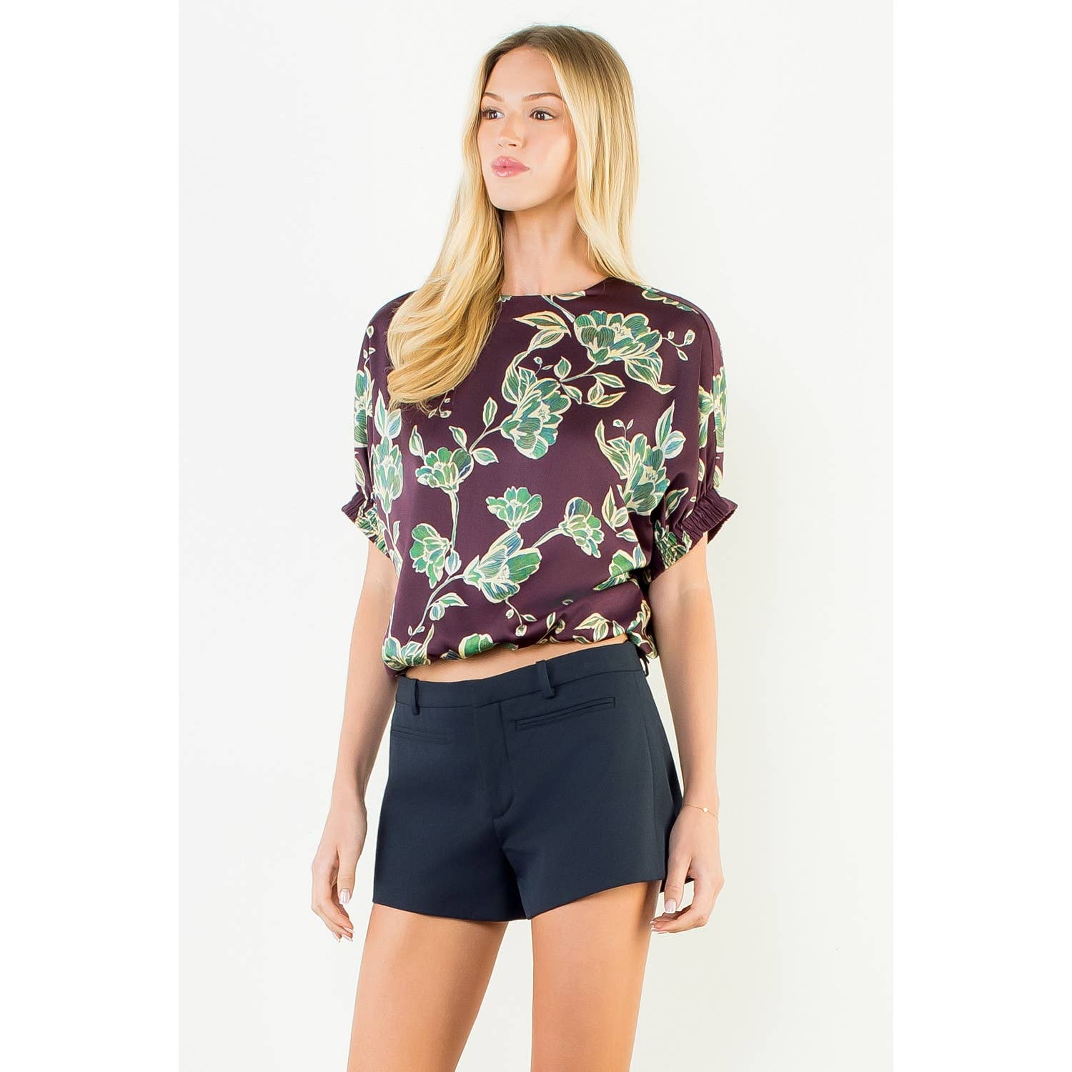 Short Sleeve All Over Floral Print Top