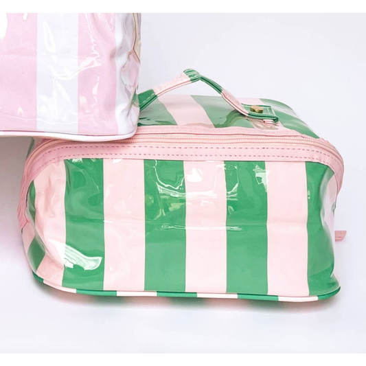 Gloss & Go Colorful Stripe Wipeable Cosmetic Toiletry Bag