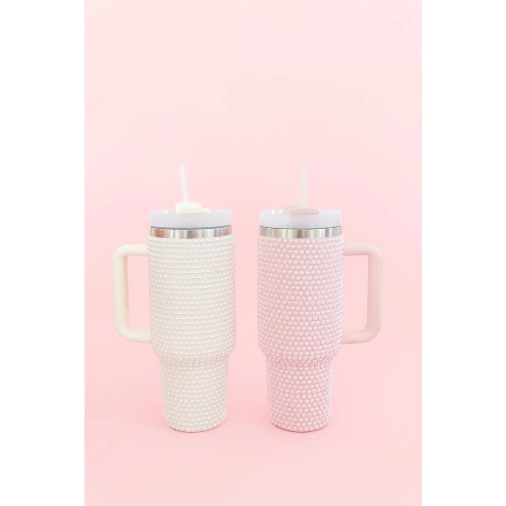 Cream & Pink Floral 40oz Tumbler