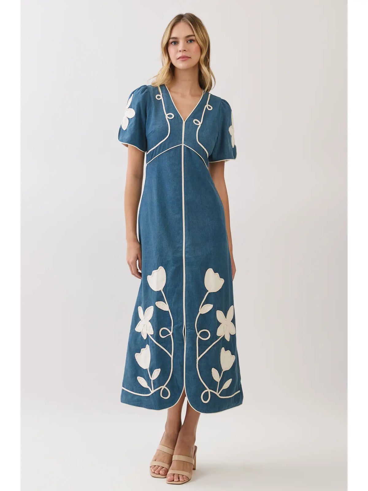 Floral Applique Midi dress
